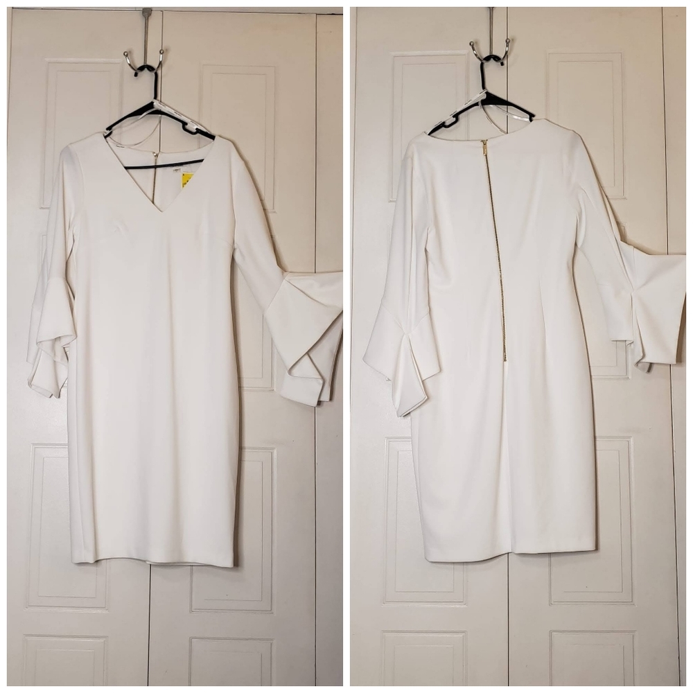 White Formal Dress with Flare sleeves